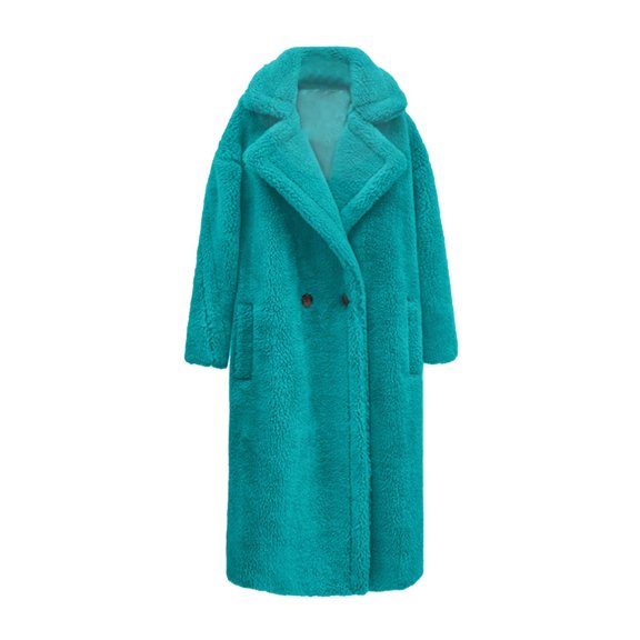 LEBONYARD Womens Coats Outwear Winter,Womens Jackets Lightweight,Women Outwear Long Sleeve Lamb Hair Lapel Warm Coat Plush Jacket Overcoat Blue S