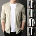 thumbnail image 2 of Skymirror Men Slim Fit Solid Color Sweater Coat Open Front Thin Male Casual Knitted Cardigan for Spring And Autumn, 2 of 8