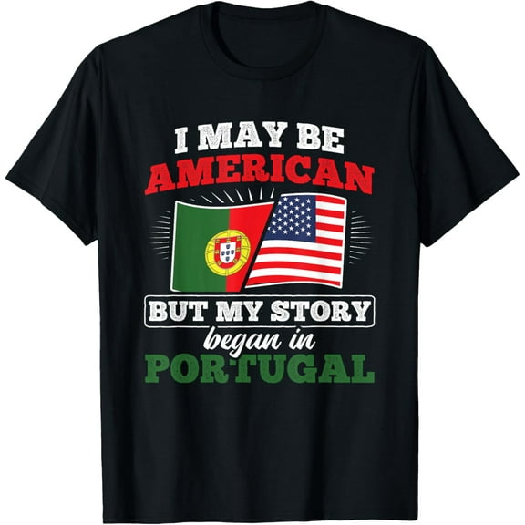 American Story Began in Portugal Portuguese T-ShirtMen and women, Black T-shirt, size: Extra large