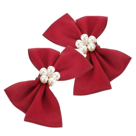Hemoton 2pcs Bow Shoe Clips Bowknot Shoe Clip Imitation Pearl Bow Buckle Shoe Clips for Wedding Bridal Shoe Jewelry Clips Decorations