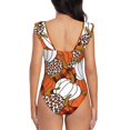 thumbnail image 6 of Yiaed Various Pumpkins Print Women's Ruffled One Piece Swimsuit V Neck Swimwear Slimming Monokini for Woman-Small, 6 of 8