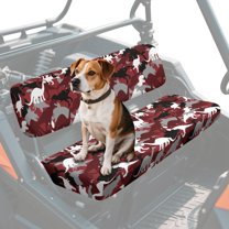 FKELYI Camo Red Dinosaur Print UTV Seat Cover Waterproof Powersports Seats Covers Anti-Dust Mule Bench Seat Cover Compatible with Mule SX 2017-2023 Interior Decor