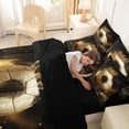 thumbnail image 4 of Castle Fairy Luxury Golden Soccer Ball Twin Bedding 7-Piece, Crown Sparkle Design Bedding Comforter Set, Gold Black,Black Reversible, 4 of 7