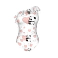 thumbnail image 5 of Wukai Heart Panda Chic One Shoulder Swimwear with Ruffle Design and Tummy Control Skirt: Fashionable, Supportive, Comfortable for Beach-Small, 5 of 7