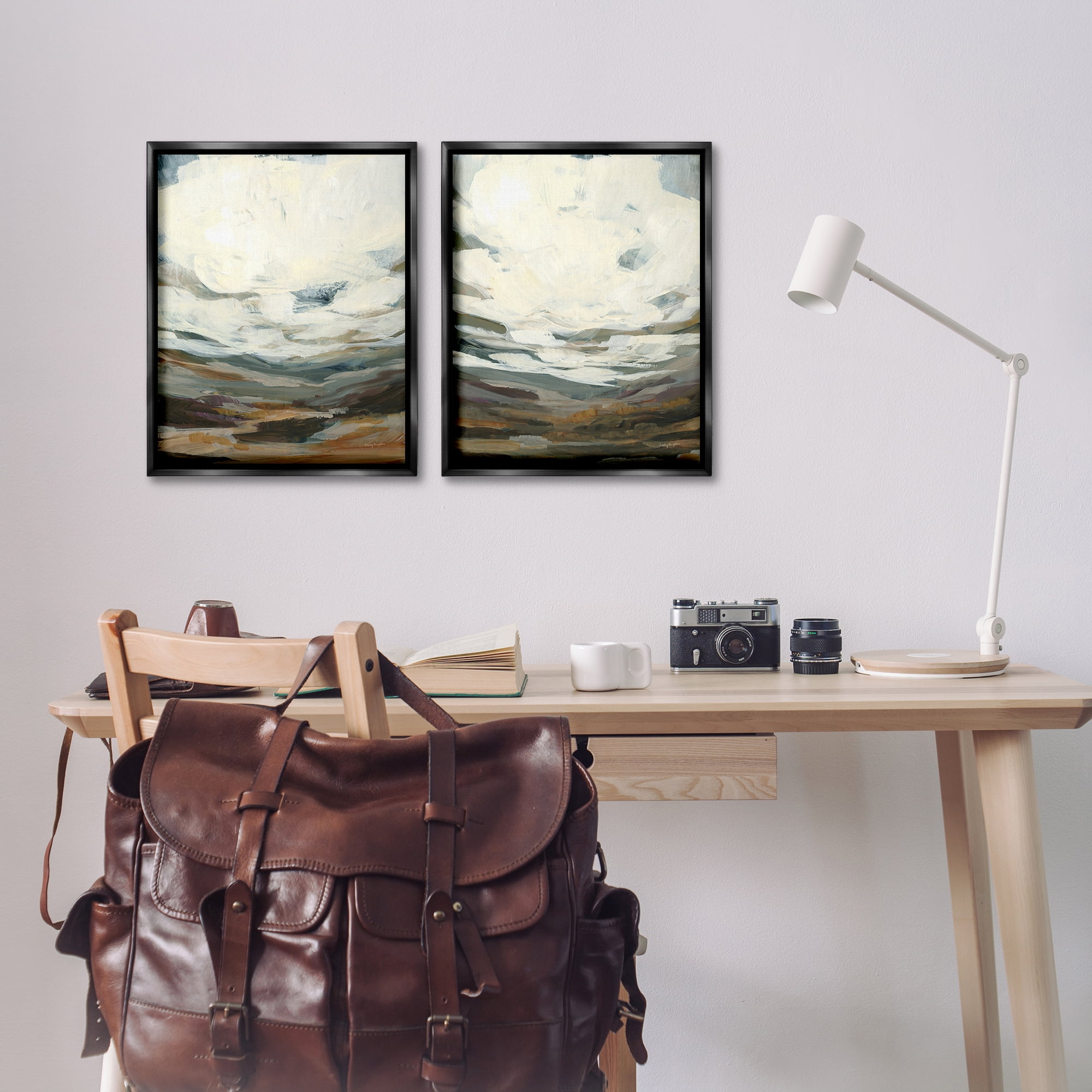 Stupell Industries Overcast Timber Thicket Abstract Painting Black Floater Framed Canvas Art Print Wall Art, 17 x 21, Set of 2