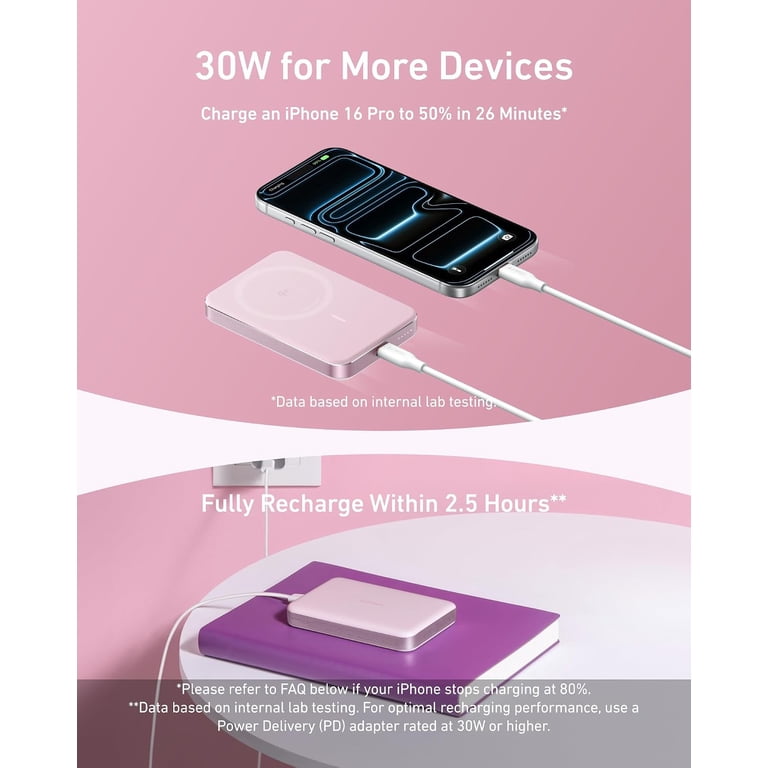 Anker Magnetic Power Bank, 10,000mAh, Qi2 15W Fast Charger