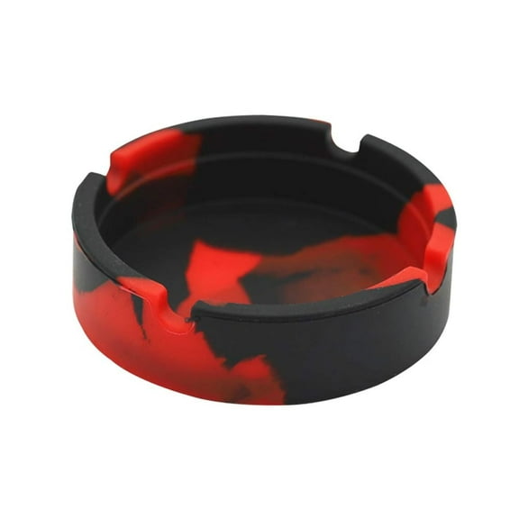1 Piece Ashtray Silicone Ashtray Round Ashtray Cigars Cigarettes Ash Tray Camouflage Silicone Ashtray for Outdoor Patio Outside Indoor Office Home Decor(Black, Red)