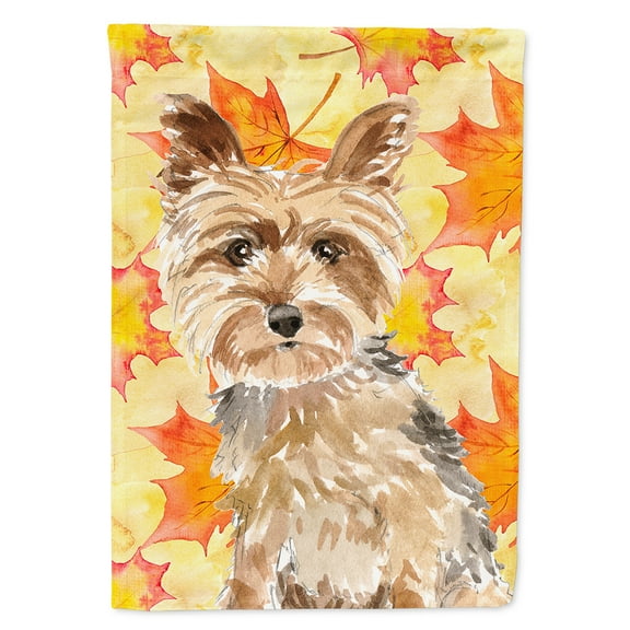 Carolines Treasures CK1817CHF Fall Leaves Yorkie Yorkshire Terrier Flag Canvas House Size  Large multicolor