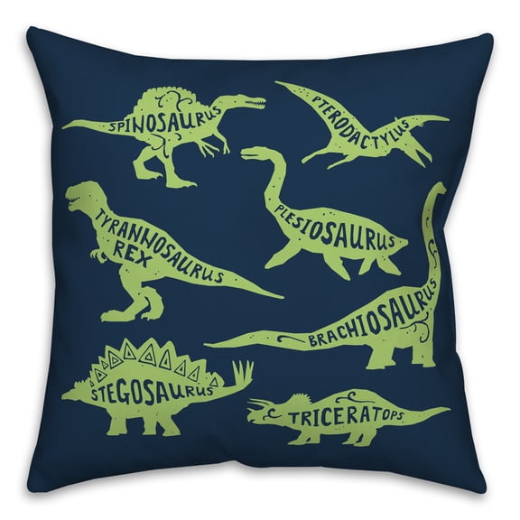 Creative Products Dino Names Green 16x16 Spun Poly Pillow