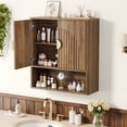 thumbnail image 2 of Aufeile Wood Medicine Cabinet, Modern Bathroom Wall Storage Cabinet with Adjustable Shelf, Walnut, 2 of 10