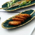 thumbnail image 3 of VALINK Gold-Plated Ceramic Tray Dark Green Feather Banana Leaf Shape Plate Snack Storage Tray, 3 of 5