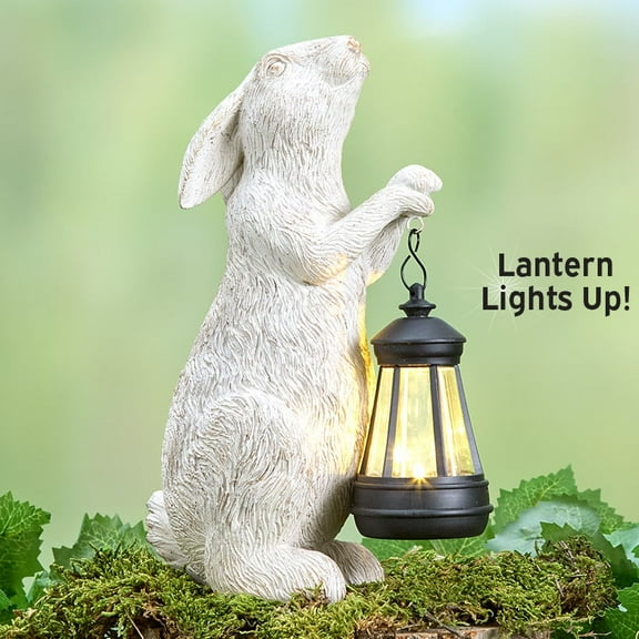 Bunny with Lantern LED Solar Garden Statue