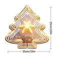 thumbnail image 3 of Metal Hanging Christmas Tree Wind Spinner - Festive Garden Decoration with Concentric Circle Design and Star Accent for Holiday Cheer, 3 of 7