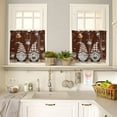 thumbnail image 4 of Kitchen Curtains and Valances Set, Coffee Gnome Brown Short Rod Pocket 3 Pieces Window Curtain Set for Bedroom, Bathroom, 24 Inch Long, 4 of 5
