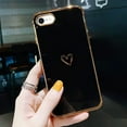 thumbnail image 3 of for iPhone 8 Case iPhone 7 Case iPhone SE Case 2020/2022 Women Girls, Cute Heart Electroplated Design, Full Camera Lens Protective Soft TPU Phone Case for iPhone SE 2020/2022, Black, 3 of 6
