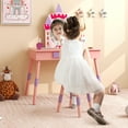 thumbnail image 4 of Costway Kids Vanity Set Princess Makeup Pretend Play Dressing Mirror Castle Girls Pink, 4 of 10