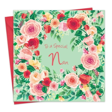 Twizler Nan Birthday Card - Roses Floral - Happy Birthday Card for Nan