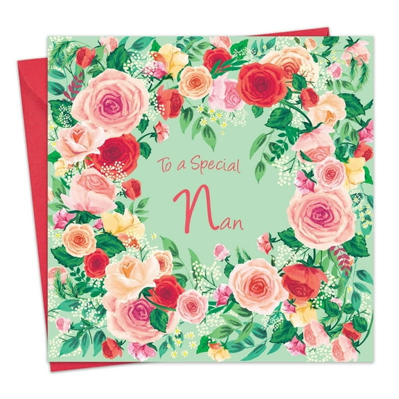 Twizler Nan Birthday Card - Roses Floral - Happy Birthday Card for Nan