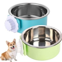 2 PACK Crate Dog Bowl, Removable Stainless Steel Hanging Pet Kennel Cage Bowl Food & Water Feeder Coop Cup for Puppy, Cat, Rabbit, Guinea Pigs Ferret Bird