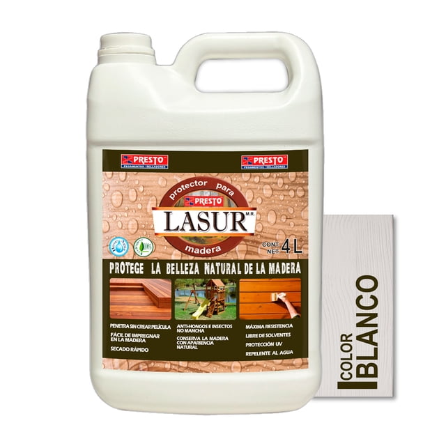 Protector para madera Presto Lasur Blanco 4L