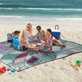 thumbnail image 5 of Extra Large Picnic Beach Blanket Waterproof Sand Proof Portable Outdoor Mat Violet Red Floral Stained Glass 60x80, 5 of 9