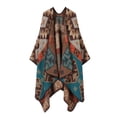 thumbnail image 1 of Cape Tricotée Style Ethnique Rétro pour Femmes Mode Bohème Châle d'Hiver Chaud et Confortable, 1 of 2