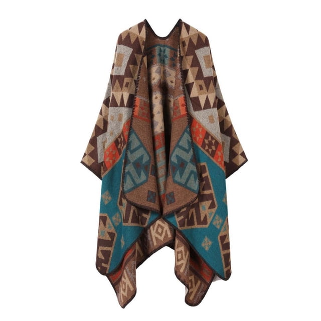 Aocisk Cape Tricotée Ethnique Rétro Femme Bohème Grande Mode Confortable Superposition Châle Kaki