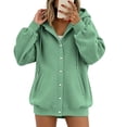 thumbnail image 3 of Otntypg Snap Button Down Hoodies for Women Trendy Fall Long Sleeve Drawstring Hooded Pullover Sweatshirts Loose Lightweight Casual Basic Solid Color Cardigan Hoodie Jacket with Pockets, 3 of 7