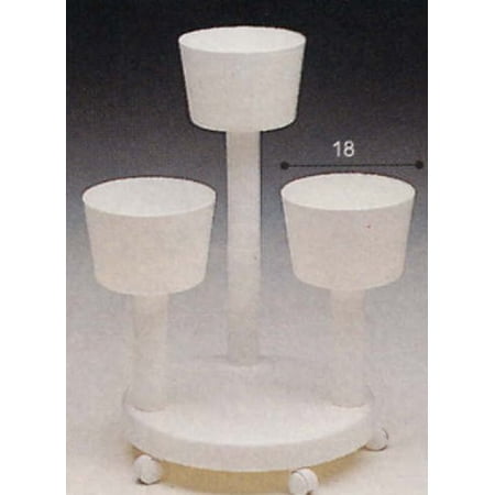 Plant Stand Three Flower Pots or Containers  Modular  White  Italian  Wheels