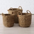 thumbnail image 5 of WHW Seagrass Baskets, Set of 3, Natural, Chunky Sweater Weave Wicker, Handmade, 16.5, 15.75, 14.25 inches, 5 of 13