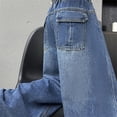 thumbnail image 5 of Girls Casual Denim Wide Leg Pants with Double Patch Pockets and Contrast Stitching Details Tween Kids Summer Soft Comfy Cute Teen Basic Pants, 5 of 8