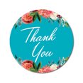 thumbnail image 1 of Darling Souvenir Lot de 45 Pcs Bordure Florale Chrysanthème Ronde Autocollants Merci Turquoise-1.6 Pouces, 1 of 4
