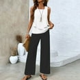 thumbnail image 2 of BLOCLOALO 2 Piece Lounge Set Sleeveless Tops Summer Outfits Sleeveless Sets Square Neck Tops Wide Leg Crop Pants Vacation Outfits Tunic Tops Comfy Lounge Sets Comfy Lounge Set Black L, 2 of 4