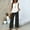 Black, variant on Women's Trousers Suit 2 Piece Sets For Women Summer Outfits Sleeveless Sets Square Neck Tops Wide Leg Crop Pants Vacation Outfits,White Women's Trousers Suit 2XL