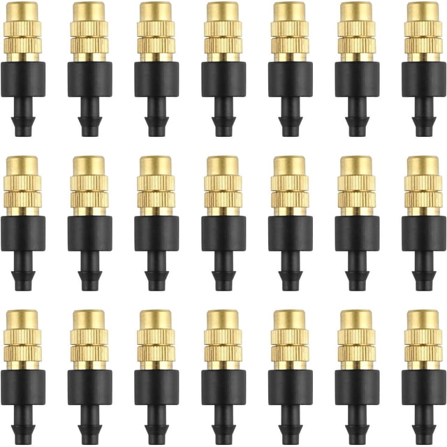 30 Pieces Brass Spray Nozzle, Adjustable Atomizing Nozzle Copper Irrigation Drip 4/7mm Atomization Micro Sprinkler Garden Cooling Equipment for Lawn Vegetable Greenhouse