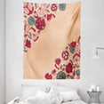 thumbnail image 1 of Floral Tapestry, Nature Beauty Flowers on Nostalgic Polka Dots Background Artsy Illustration, Wall Hanging for Bedroom Living Room Dorm Decor, 60W X 80L Inches, Teal Ruby Salmon, by Ambesonne, 1 of 2