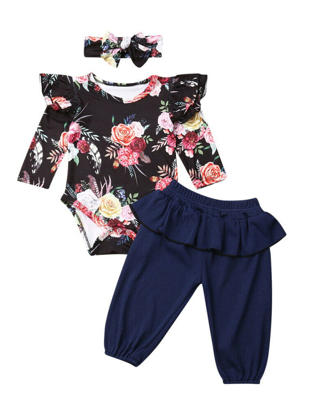 Details about   Toddler Infant Kids Baby Girls Floral Clothes Romper Tops Pants Outfits USA 