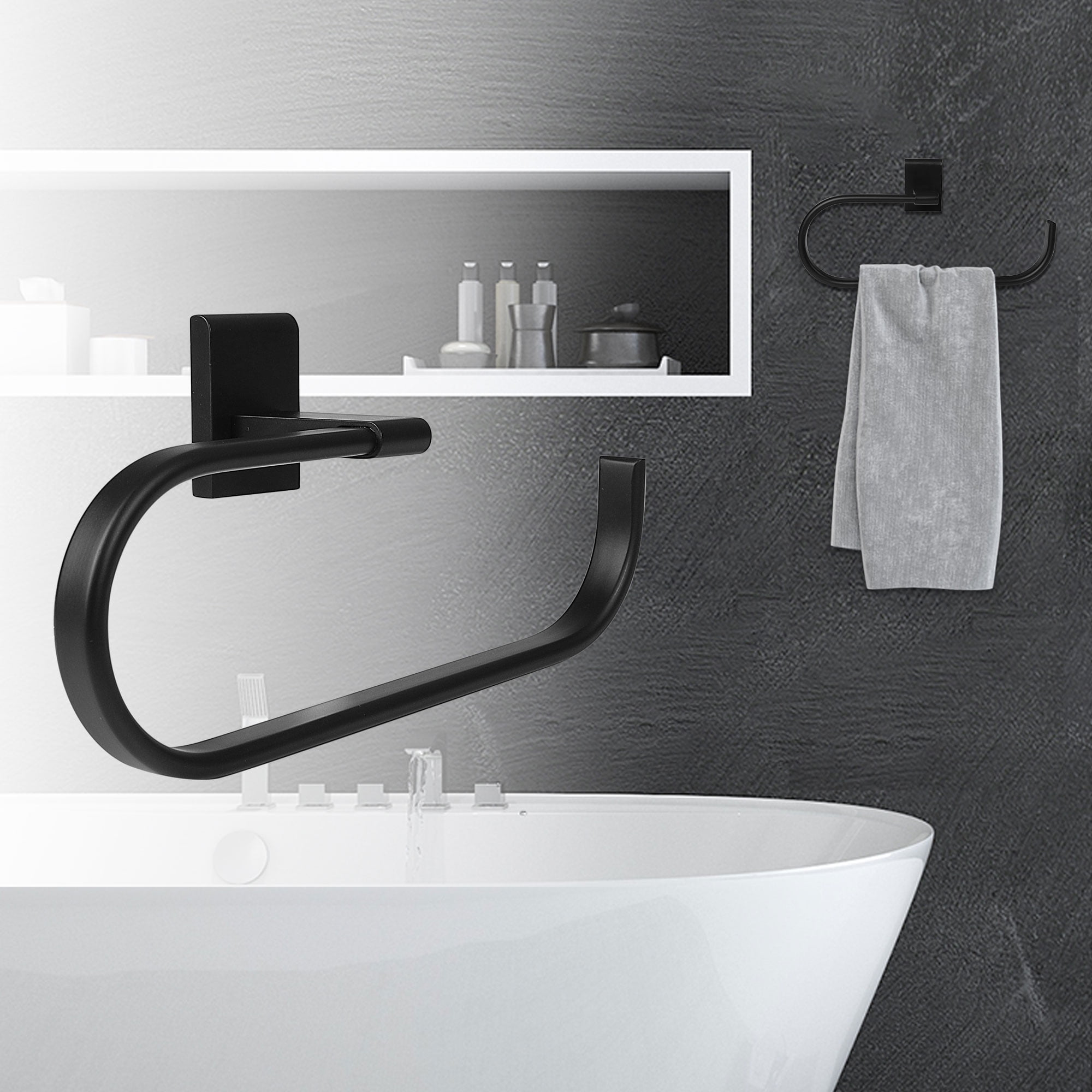 Wrought Iron Towel Ring Holder Bathroom Kitchen Bath Wall Decor Black 5.5/" Ring