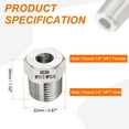 thumbnail image 2 of Uxcell 2pcs Stainless Steel Pipe Fitting 1/8" NPT Female x 1/2" NPT Male Reducer Hex Bushing Pipe Adapter Fittings Reducing Cast Pipe Connector for Water Oil Gas Tub, 2 of 6