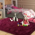 thumbnail image 4 of ZENELESS Fluffy Shag Rug,4x6ft Wine Red Super Soft Indoor Modern Area Rugs Perfect for Kid's Room, Cloakroom, 4 of 8