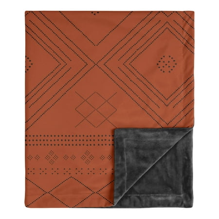 UPC: 0846480092605 | Tribal Boho Dot Rust and Black Security Baby Blanket by Sweet Jojo Designs