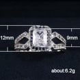 thumbnail image 6 of 9*9mm Blue&White Square Cut AAA CZ Band 925 Silver Women's Hollow Ring Size 6-10, 6 of 6