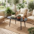 thumbnail image 3 of ELLEGNT Cloud Coffee Table 39.5" - Irregular Wood & Metal, Modern, for Living,Home Office,Small Spaces, Black, 3 of 7