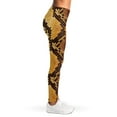 thumbnail image 4 of Yellow And Brown Snakeskin Print Leggings, Python Snake Sexy Yoga Leggings For Women., 4 of 5