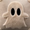 thumbnail image 4 of Halloween Pillow Covers 18x18 inch Set of 2, Black Eyes Beige Ghost Throw Pillow Cases Soft Plush Faux Fur Wool Couch Cushion Case for Chair Sofa Bedroom Living Room Home Decor, 4 of 8