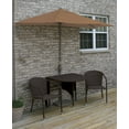 thumbnail image 2 of TERRACE MATES ADENA All-Weather Wicker Java Color Table Set w/ 7.5'-Wide OFF-THE-WALL BRELLA - Teak Canopy, 2 of 7