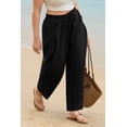 thumbnail image 4 of CASSIE LIZ Plus Size Pants Dress Wide Leg Crop Pleated Lounge Elastic High Waist Pants with Pockets Solid/Leopard (XL-5XL), 4 of 6