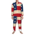 thumbnail image 3 of Fotbe American Flag Map Pijama de Hombre con Estampado de Manga Larga, Conjunto de 2 Piezas, Ropa de Dormir Suave y Cómoda con Bolsillos-Small, 3 of 7