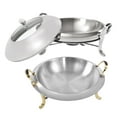 thumbnail image 3 of Chafing Dish 3L Stainless Steel Gold Round Buffet Sever Warming Tray w/ Handles Chafing Fuel Holder, 3 of 7