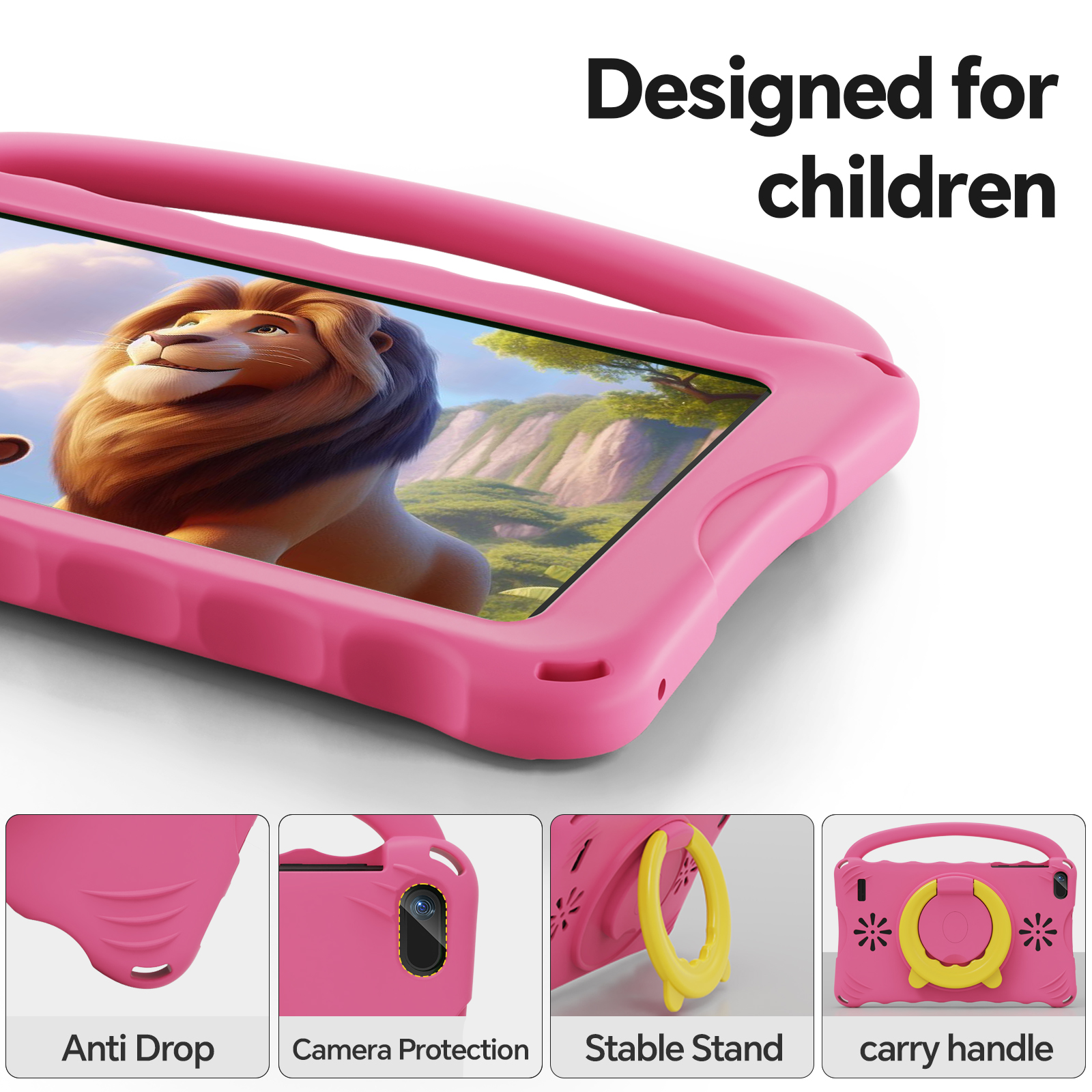 Digiland 7 inch Kids Tablet, 4GB Ram 32GB Rom Android Kids Tablet with Parental Control, Eye Protection Screen for Kids 4-12, Portable Handheld Children Tablet（Pink）
